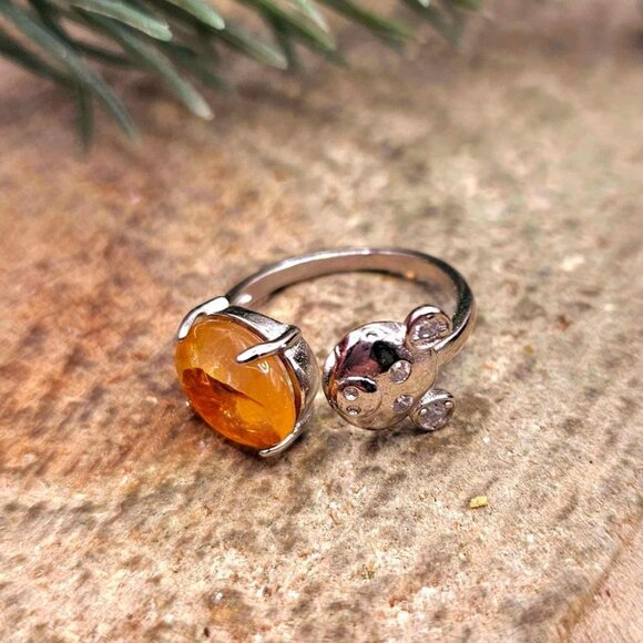 Nature Golden Healer Cute Pig Open Ring - Picture 5 of 10